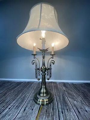 VTG Triple French 3 Arm Brass 32”Candelabra Bouillotte Table Lamp~ 3 Way Switch • $191.20