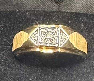 Estate 10KT YELLOW GOLD MANS SOLITAIRE RING ILLUSION HEAD MOUNT SIZE In New Cond • $190