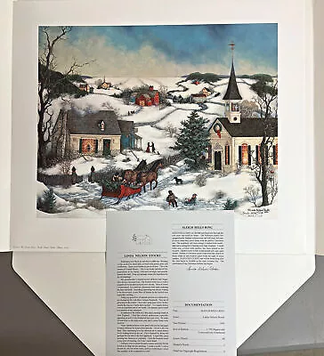 Linda Nelson Stocks Sleigh Bells Ring Christmas Nostalgic S/N Print (16 X 13) • $169.95