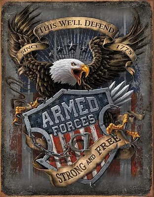 Tin Signs Armed Forces Since 1775 Military Troops America Eagle Wall Art Décor • $17.09