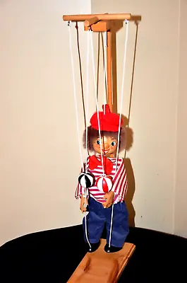 Vintage String Puppet Marionette Juggler With Wood Stand • $26.99