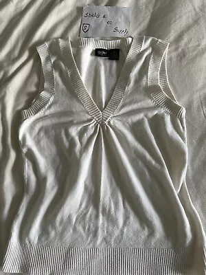 Mossimo Sweater Vest V-Neck Womens Size M Medium White Cream Cotton Sleeveless • $8