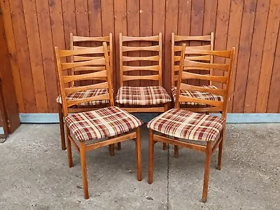 6x Dining Room Chairs Vintage Designer Wood 60er Sprossenstuhl Danish 60s D' • $345.70