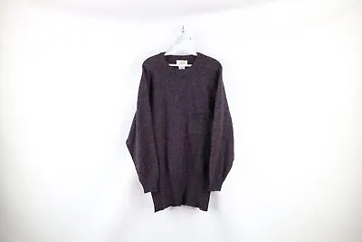Vintage 70s Streetwear Mens Size Large Irish Wool Knit Pocket Sweater Rainbow • $71.95