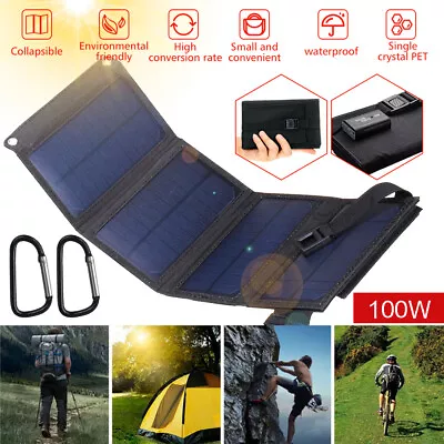 $26.88 • Buy Solar Panel 100W Solar Folding Bag Charger Waterproof Efficient Solar Cells