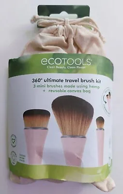EcoTools 360 Ultimate Travel Brush Kit 3 Mini Hemp Brushes + Reusable Bag #3160 • $8