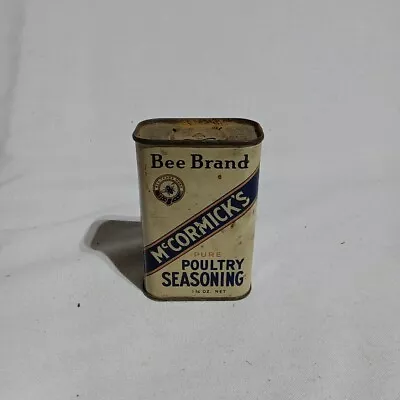 Vintage Bee Brand McCormick Can Spice Tin Whole Mustard Seed Kitchen Collectible • $5.99