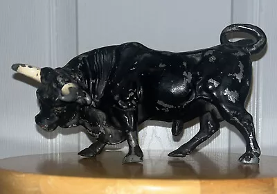 VTG Antique Spanish Bull Metal Figurine Painted Cow Wall Street Charging 8  X 4  • $25