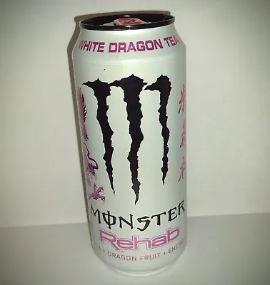 RARE! 2018 Monster Energy Drink Rehab WHITE DRAGON TEA (1X) FULL 15.5oz Can • $34.99