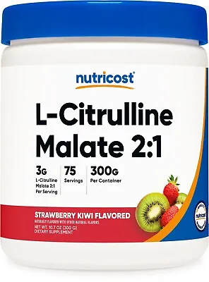 Nutricost L-Citrulline Malate Powder (300G) (Strawberry Kiwi) • $19.98