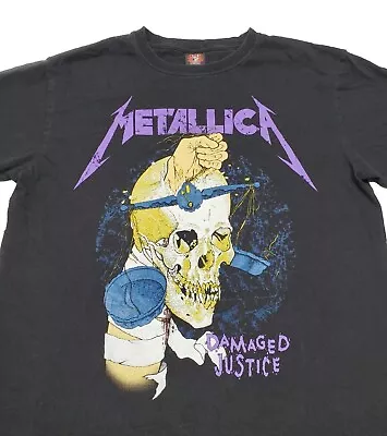 Metallica Rock Yeah  Damaged Justice  Double Sided Black T-Shirt Size Large • $33
