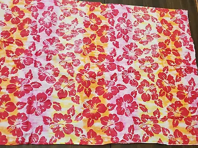 Vintage Hawaiian Print Fabric Red Gold Orange Faye Burgos Marcus Bros 3 Yds X45  • $21.24
