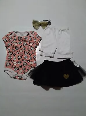 Minnie Mouse Pant Skirt Bodysuit Outfit With Headband Size: 6 Months • $15