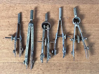 Lot X5 Vintage Small Drawing Drafting Instrument Compass Tools Parts CB18 • $20