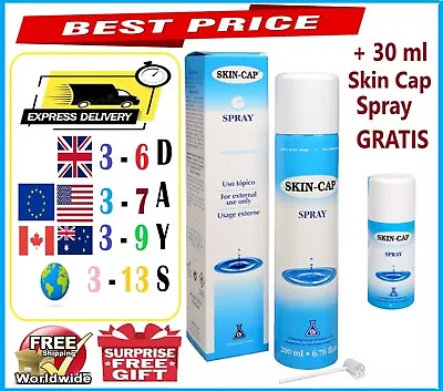 SKIN CAP Spray 200 Ml + 30 Ml- Psoriasis Seborrhea Dermatitis Itching Eczema • $75.49