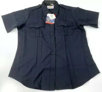 New Womens Flying Cross Deluxe Poly Wool Short Sleeve Shirt 157r84 Lapd Navy 40 • $48.71