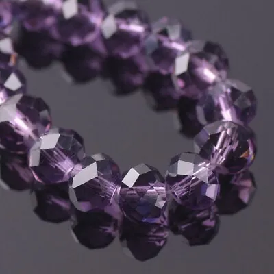 3mm 4mm 6mm 8mm 10mm 12mm Roundelle Faceted Crystal Glass Pure Color Loose Beads • £2.15