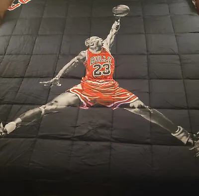 Michael Jordan Jump Man Reversible Queen Comforter 100% Cotton 90s Chicago Bulls • $125