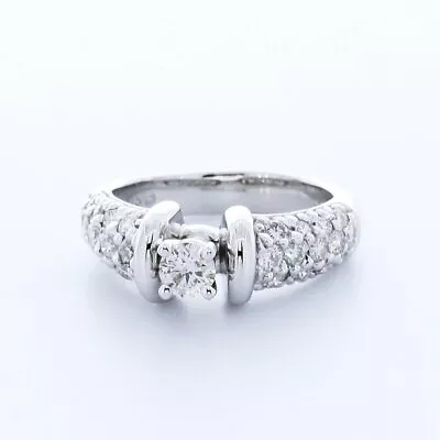 1.4 CTW Natural Diamond G/SI2 Round Cut 14K White Gold Prong Vintage Accent Ring • $2194.80