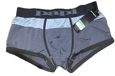Papi Brazilian Trunks -Men's Low Rise Underwear Waves Black/Grey Block M BNWT • $4.73