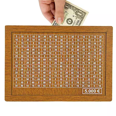 5000€ Wooden Piggy Bank Cash Box Money Bank Counter Money Saving Challenge Box • $15.63