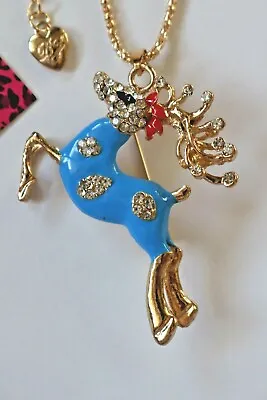 Betsey Johnson Crystal Rhinestone Enamel Deer Elk Necklace Pendant Brooch Pin • $5.99