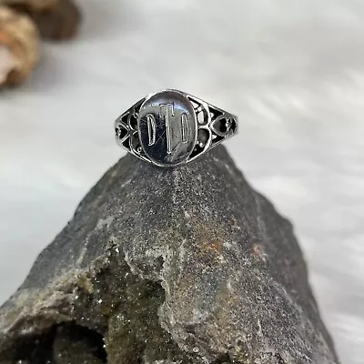 Vintage Monogram Engraved Ring DTD Sterling Silver 925 Lind 8.25 • $21