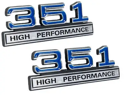 351 5.8 Engine High Performance Emblem Logo In Blue & Chrome Trim - 4  Long Pair • $22.67