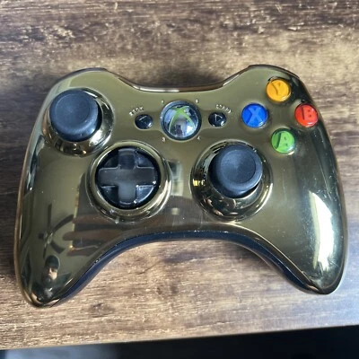 $25 • Buy Microsoft Xbox 360 Limited Edition Chrome Gold Wireless Controller OEM, TESTED!