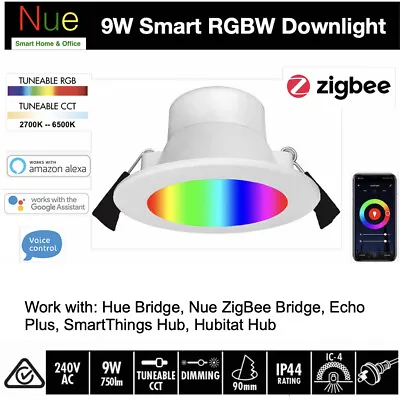 $39.50 • Buy 9W 90mm Smart ZigBee RGBW LED Downlight Kit For Echo Plus SmartThings Hub Hue