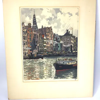 £172.05 • Buy Vintage Hana Figura Amsterdam Canal Etching And Aquatint In Color Signed