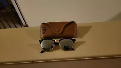 Ray-Ban Clubmaster Flash Lenses Sunglasses With Havana On Gold Acetate - RB3016  • $40