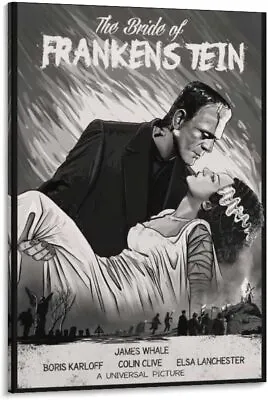 Horror Movie Bride Of Frankenstein Black And White Poste Canvas Art Poster Print • $14.16