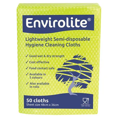 £9.65 • Buy Envirolite Lightweight 480x360mm Yellow All Purpose Cloths Pack Of 50 ELF50