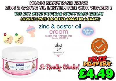 Nuage Nappy Rash Cream Zinc & Castor Oil Cream Lanolin Free With Vitamin E 200ml • £4.29