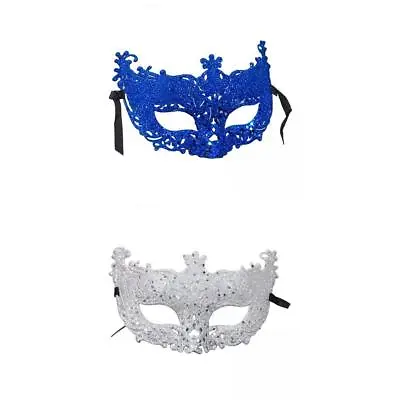 2x Glitter Masquerade Eyemask Fancy Dress Ball Halloween Holiday Women Men • £5.58
