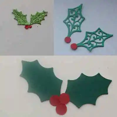 £2.25 • Buy Christmas Holly Leaves With Berries Die Cut Shapes - Assorted Sets