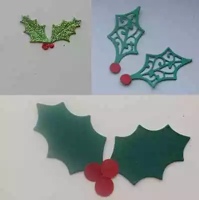 Christmas Holly Leaves With Berries Die Cut Shapes - Assorted Sets • £2.25