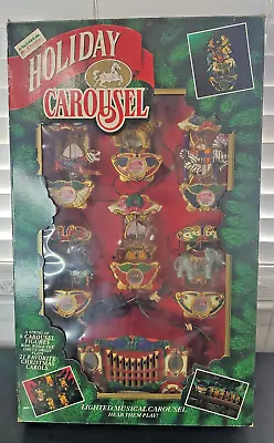 Vintage Mr Christmas Holiday Carousel Light Musical 6 Horses Circus Organ 1992 • $49