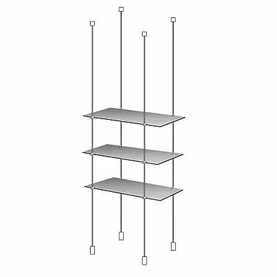 Hanging Shelf Kit 600mm X 250mm 3x Acrylic Shelves Window & Cable (DS230/5) • £119.59