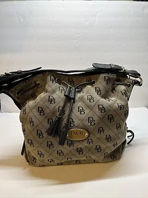 Dooney & Burke Bucket Bag Purse Drawstring Tassel Logo Shoulder Brown • $39.99