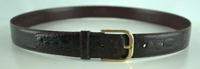 Mans Brown Belt Size 34 Stefano Vernizzi Crocodile 1 1/4  Wide Made In Italy • $80.96