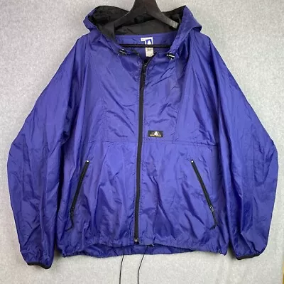 Vintage Sierra Designs Blue Full Zip Drawstring Hem Windbreaker Hooded Jacket XL • $24.99