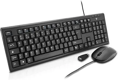 £17 • Buy V7 CKU100UK USB Wired Keyboard And Mouse Combo With PS2 Adapter, UK English