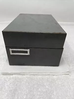 Vintage 3x5 Gray Steel File Box-single 8.5”x5-5/8x4” 🇺🇸 Recipe Box • $31