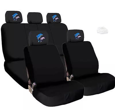 For VW New Black Cloth Dolphin Logo Front And Rear Car Seat Covers • $38.92