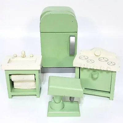 $42.99 • Buy Green Retro Wood Dollhouse Appliances Pottery Barn Kids Refrigerator Stove Sink 