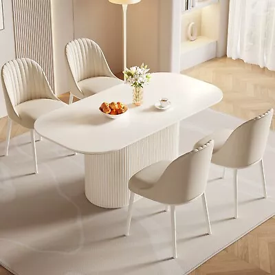 70.86'' White Oval Dining Table Set Kitchen Table With 4 Chair Dining Room Table • $1130.50