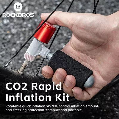 RockBros CO2 Inflation Nozzle Portable With Pressure Gague Rotatable Control • £18.99