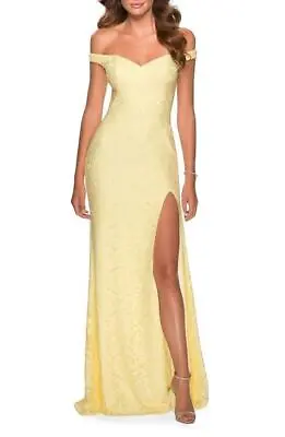 La Femme Floral Lace Off The Shoulder Gown-Size 12 (LK# 110A) • $139